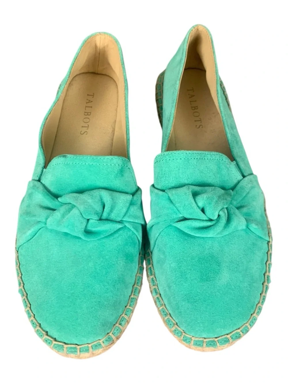 Talbots  Izzy Vibrant Green Suede Knot Espadrille Flat Slip On Summer‎ Size 7